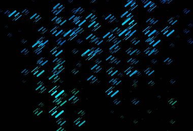 Koyu mavi, düz çizgileri olan yeşil vektör düzeni. Renkli çubuklarla gösterişli soyut çizimler. TV reklamları için arkaplan.