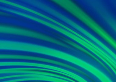 Açık mavi, eğri daireli yeşil vektör deseni. Değişken çizgileri olan renkli soyut çizimler. Marka kitabı için zarif desen.