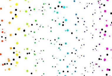 Aydınlık Çokrenkli, gökkuşağı vektör dokusu dairesel ve küp şeklinde. Küreler, kareler ve çizgilerle soyut çizimler. İniş sayfası için modern şablon.