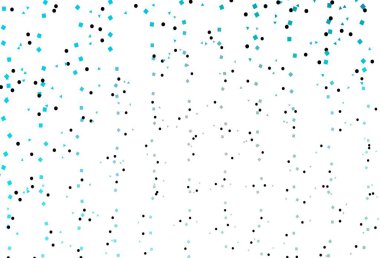 Dairesel çokgen biçiminde hafif BLUE vektör kapağı. Renkli daireler, üçgenler, kareler çizilmiş bir resim. Reklamınız, posteriniz, afişiniz için en iyi tasarım.