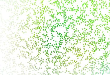 Dairesel açık yeşil vektör şablonu. Bulanık yağmur damlaları olan soyut bir çizim. Marka kitabın için tamamen yeni bir şablon.