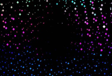 Koyu renk, gökkuşağı vektör arka planı üçgenler, daireler, küpler. Küreler, kareler ve çizgilerle soyut çizimler. Web siteleri için şablon kullanılabilir.