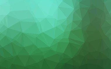 Açık yeşil vektör çokgen şablonu. Renkli soyut çizimler ve gradyan. İşiniz için en iyi üçgen tasarım..