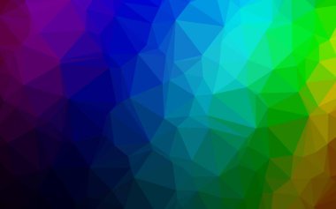 Dark Multicolor, Gökkuşağı vektörü üçgen arkaplan. Gradyanı olan modern geometrik soyut çizim. İşiniz için yepyeni bir tasarım..
