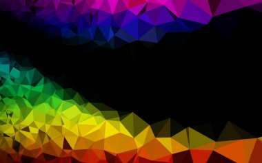 Koyu renk, Gökkuşağı vektörü düşük polimerli doku. Parlak çizimler, üçgenlerden oluşur. İşiniz için yepyeni bir tasarım..