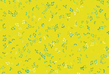 Müzik elementleriyle açık renkli vektör deseni. Soyut tarzda dekoratif tasarım ve müzik şekilleri. Müzisyenlerin web siteleri için desen.