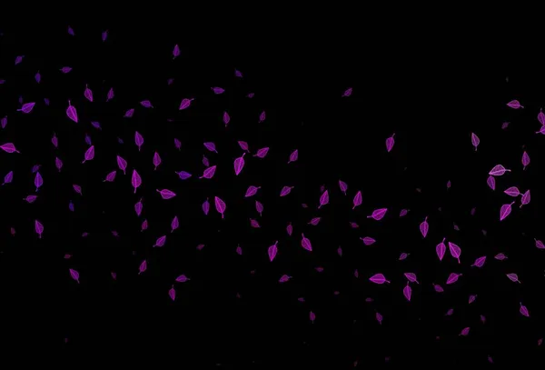 Tekstur Doodle Dark Purple Ilustrasi Cerah Elegan Dengan Daun Dalam - Stok Vektor