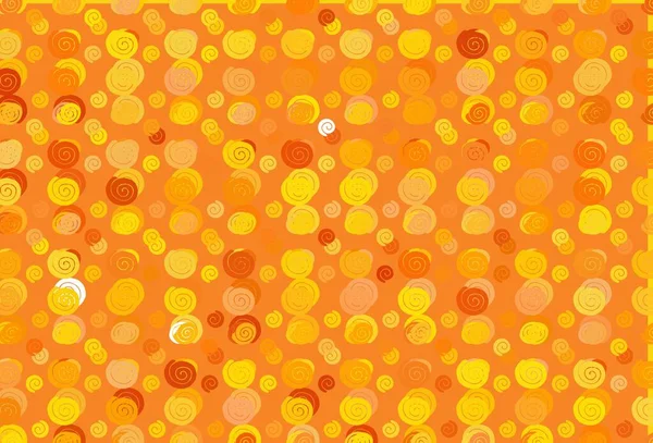Giallo Chiaro Modello Vettoriale Arancione Con Cerchi Curvi Illustrazione Brillante — Vettoriale Stock