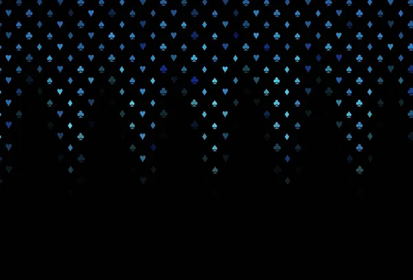 Темно Синій Вектор Шаблон Покерними Символами Розмитий Декоративний Дизайн Сердець — стоковий вектор