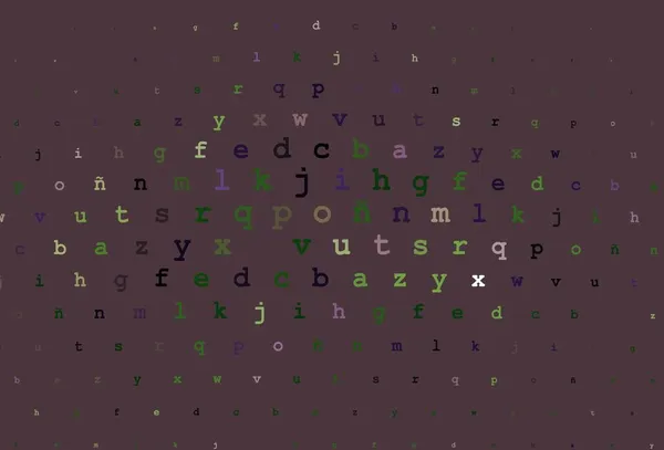 Donkerroze Groene Vectorlay Out Met Latijnse Alfabet Schitterende Kleurrijke Illustratie — Stockvector