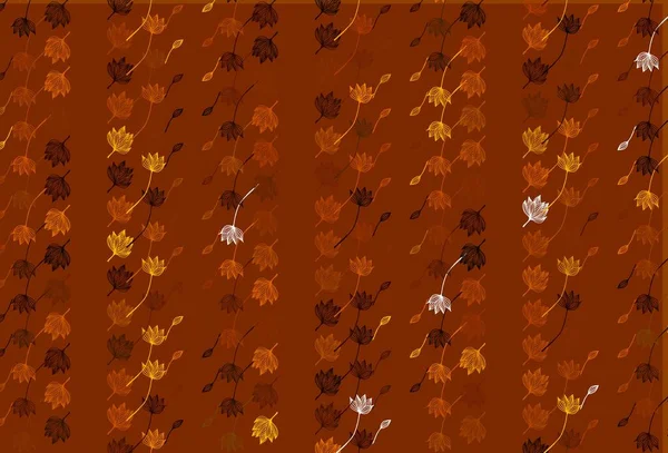 Hellgelbes Orangefarbenes Vektormuster Abstrakte Blätter Mit Farbverlauf Auf Einfachem Hintergrund — Stockvektor