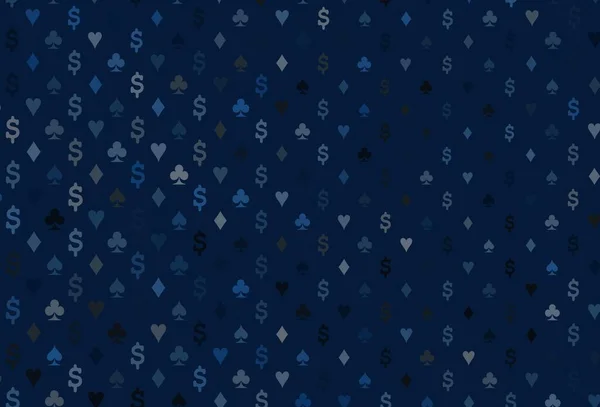 Fundo Vetorial Azul Escuro Com Sinais Cartões Projeto Decorativo Borrado — Vetor de Stock