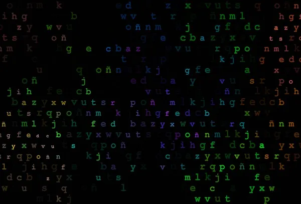 Темний Різнокольоровий Веселковий Векторний Фон Знаками Абетки Кольорові Знаки Абетки — стоковий вектор