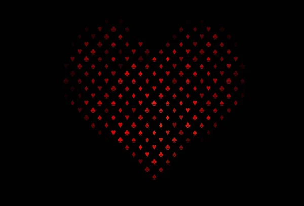 带有卡片元素的深红色矢量布局 模糊的装饰设计的心脏 供赌场用的小册子和传单使用的模式 — 图库矢量图片