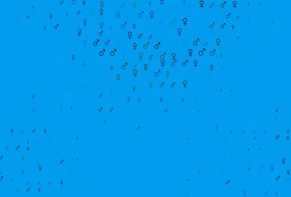 Hellblaues Grünes Vektormuster Mit Geschlechterelementen Moderne Abstrakte Illustration Mit Männlichen — Stockvektor