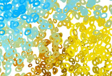 Açık mavi, küreli sarı vektör deseni. Doğa tarzında renkli baloncuklu soyut illüstrasyon. Suyun deseni, yağmur damlaları.