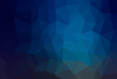 Koyu mavi vektör bulanık üçgen desen. Gradyanı olan belirsiz bir soyut çizim. Web siteniz için çokgen tasarım.