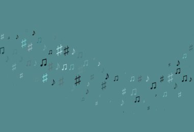 Müzik sembollü hafif BLUE vektör arkaplanı. Soyut tarzda dekoratif tasarım ve müzik şekilleri. Müzisyenlerin web siteleri için desen.