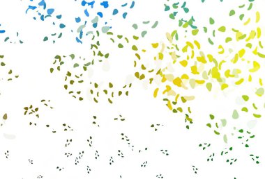 Açık mavi, Memphis şekilli sarı vektör şablonu. Renkli rastgele şekillerle modern soyut illüstrasyon. Kartvizitiniz için modern tasarım.