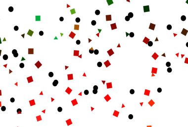 Açık yeşil, kırmızı vektör düzeni daireler, çizgiler, dikdörtgenler. Renkli daireler, üçgenler, dikdörtgenler. Web siteleri için şablon kullanılabilir.