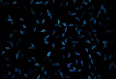 Koyu mavi vektör karalama arkaplanı. Yapraklı doğal dekoratif tasarım. Web sitesi yöneticileri ve tasarımları için desen.