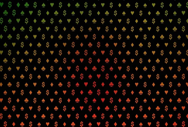 Σκούρο Πράσινο Κόκκινο Διανυσματικό Κάλυμμα Σύμβολα Τζόγου Λαμπερή Απεικόνιση Καρδιές — Διανυσματικό Αρχείο