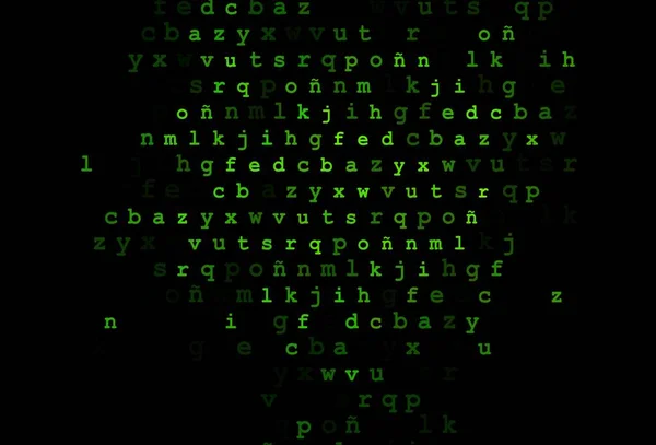 Couverture Vectorielle Vert Foncé Avec Symboles Anglais Signes Alphabétiques Colorés — Image vectorielle