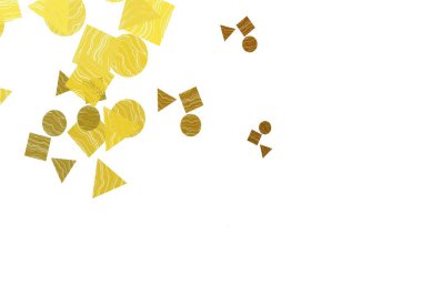 Açık sarı, turuncu vektör arkaplan çizgiler, daireler, eşkenar dörtgenler. Renkli noktaları, çizgileri, küpleri olan soyut çizimler. Web siteleri için şablon kullanılabilir.