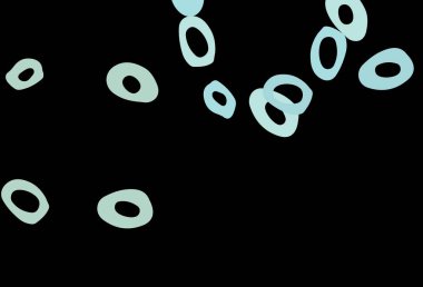 Koyu mavi, daire şekilli sarı vektör düzeni. Parlak renkli soyut çemberlerin olduğu bir resim. Suyun deseni, yağmur damlaları.