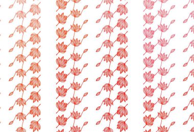 Açık Kırmızı Vektör çizim düzeni. Karalama tarzında yaprakları olan belirsiz bir çizim. Cep telefonlarının arkaplan şablonu.