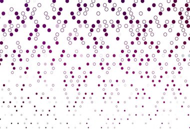 Noktalı açık mor vektör arkaplanı. Parlak renkli soyut çemberlerin olduğu bir resim. Marka kitabınız için şablon.