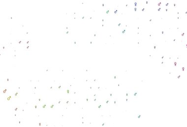 Açık renkli, cinsiyet faktörlü gökkuşağı vektör deseni. Renkli cinsiyet sembollü soyut illüstrasyon. Uniseks duvar kağıtları için modern tasarım.