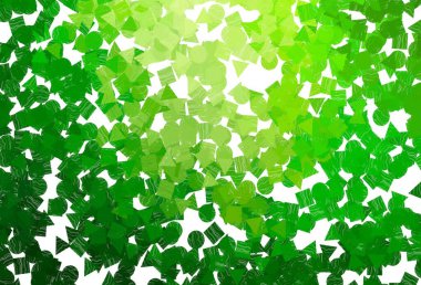 Açık sarı, turuncu vektör arkaplan üçgenler, daireler, küplerle. Daireler, çizgiler, rengarenk eşkenar dörtgenler. Reklamlar için desen.