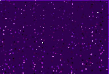 Çokgen biçiminde dairesel açık mor vektör deseni. Çemberler, üçgenler ve küplerle soyut gradyan çizimi. İş ilanları, broşürler, broşürler için desen