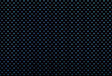 Kart işaretli koyu mavi vektör arkaplan. Kalplerin, maça, sinek ve elmasların işaretleriyle renkli bir değişim. Reklam, poster ve kumar siteleri için tasarım.