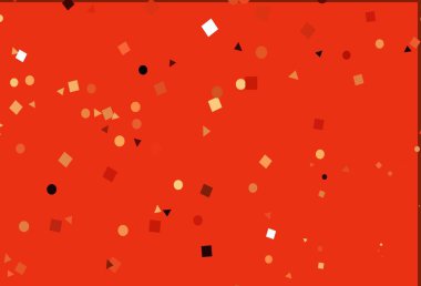 Açık kırmızı, sarı vektör dokusu, daire şeklinde, küp şeklinde. Çemberler, üçgenler ve küplerle soyut gradyan çizimi. Web siteleri için şablon kullanılabilir.