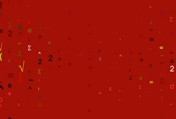 浅红色 黄色矢量纹理与数学符号 用孤立的数字符号显示彩色插图 图书横幅的图案 — 图库矢量图片