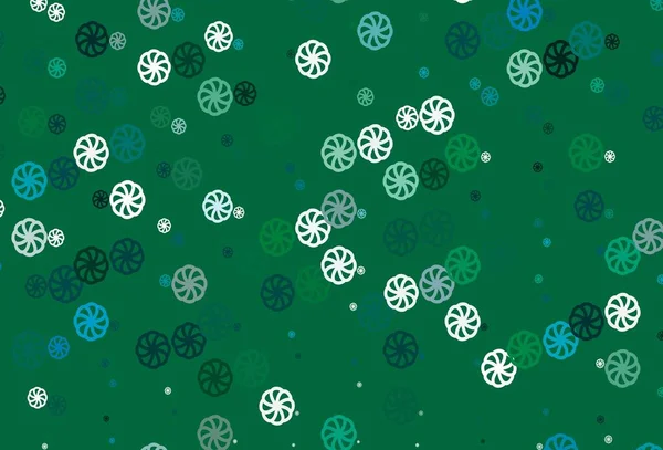 Hellblaue Grüne Vektorschablone Mit Eisschneeflocken Moderne Geometrisch Abstrakte Illustration Mit — Stockvektor