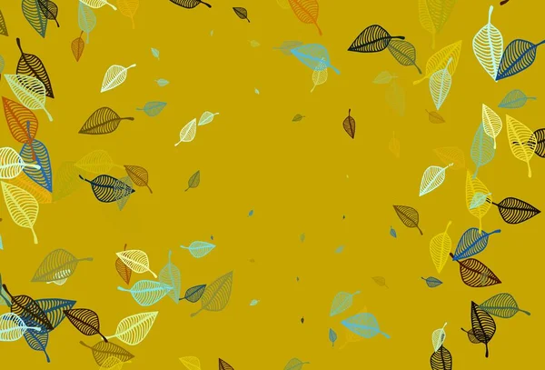 Hellblauer Gelber Vektor Handgemalter Hintergrund Abstrakte Blätter Mit Farbverlauf Auf — Stockvektor