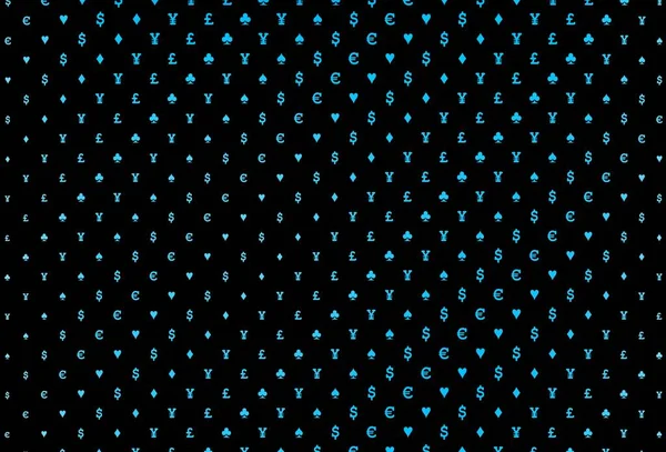 Темно Синяя Векторная Текстура Игральными Картами Иллюстрация Набором Червей Пик — стоковый вектор