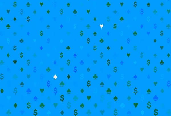 Fond Bleu Clair Vecteur Vert Avec Des Signes Cartes Design — Image vectorielle