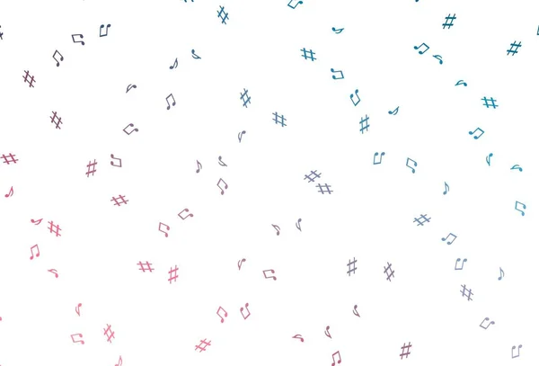 ライトブルー 音楽要素とレッドベクトルパターン メロディーのカラフルなシンボルを持つ抽象的なイラスト ファッション雑誌のテンプレート — ストックベクタ
