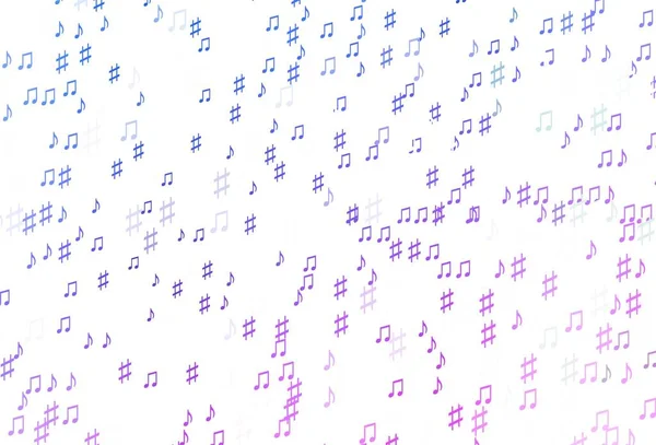 ライトピンク 音楽ノート付きブルーベクトルテクスチャ メロディーのカラフルなシンボルを持つ抽象的なイラスト 音楽家のウェブサイトのパターン — ストックベクタ