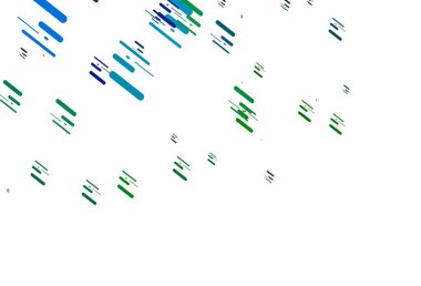 Açık mavi, tekrarlanan çubuklu yeşil vektör şablonu. Soyut şablondaki çizgilerle dekoratif parlak çizimler. Web siteleri, iniş sayfaları için desen.