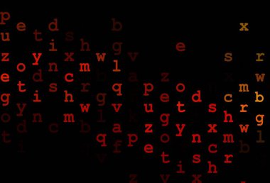 Koyu yeşil, üzerinde İngilizce semboller olan kırmızı vektör kapağı. ABC İngilizce sembollü modern geometrik çizim. Bu model reklam, broşür ve eğitim broşürleri için kullanılabilir..