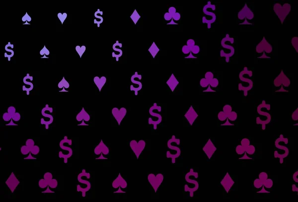 カードの要素と濃い紫色のベクトルレイアウト トランプの孤立したシンボルで抽象的なスケッチを光る カジノのあなたのビジネス広告のためのスマートデザイン — ストックベクタ