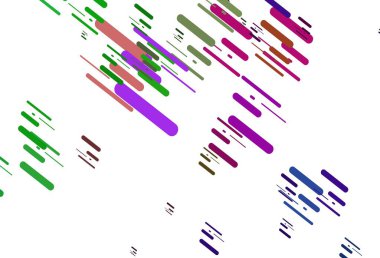 Açık Çokrenkli, uzun çizgileri olan Gökkuşağı vektör arkaplanı. Soyut şablondaki çizgilerle dekoratif parlak çizimler. Reklamlar, posterler, afişler için desen.