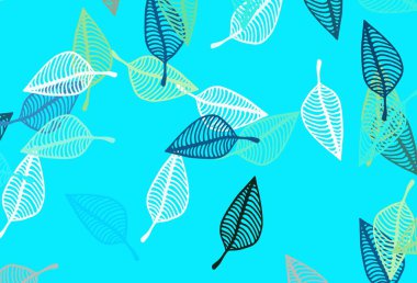 Açık mavi, sarı vektör çizim düzeni. Yapraklı karalama tarzında yeni renkli çizimler. Marka kitabınız için yeni şablon.