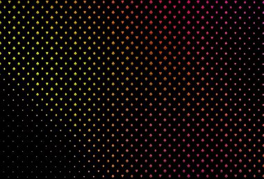 Dark red, yellow vector template with poker symbols. Colored illustration with hearts, spades, clubs, diamonds. Pattern for booklets, leaflets of gambling houses.