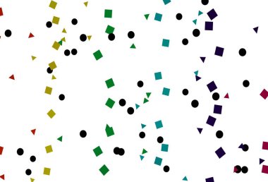 Light Multicolor, Rainbow vector template with crystals, circles, squares. Abstract illustration with colorful dots, lines, cubes. Template for wallpapers.